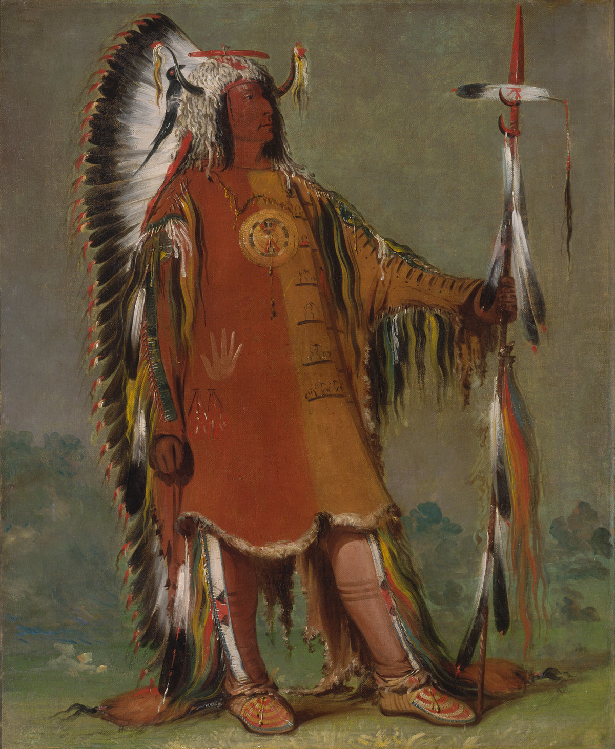 George Catlin — Máh-to-tóh-pa, Four Bears, Second Chief, in Full Dress | Western Art Print