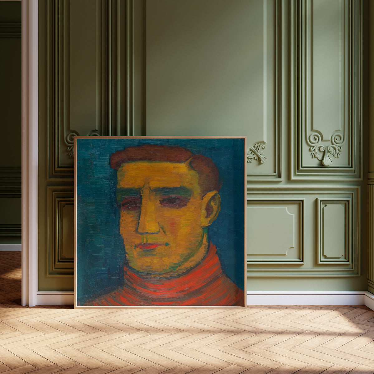Karl Wiener — Männliches Porträt (Male Portrait in a Red Sweater) | Expressionist Art Print