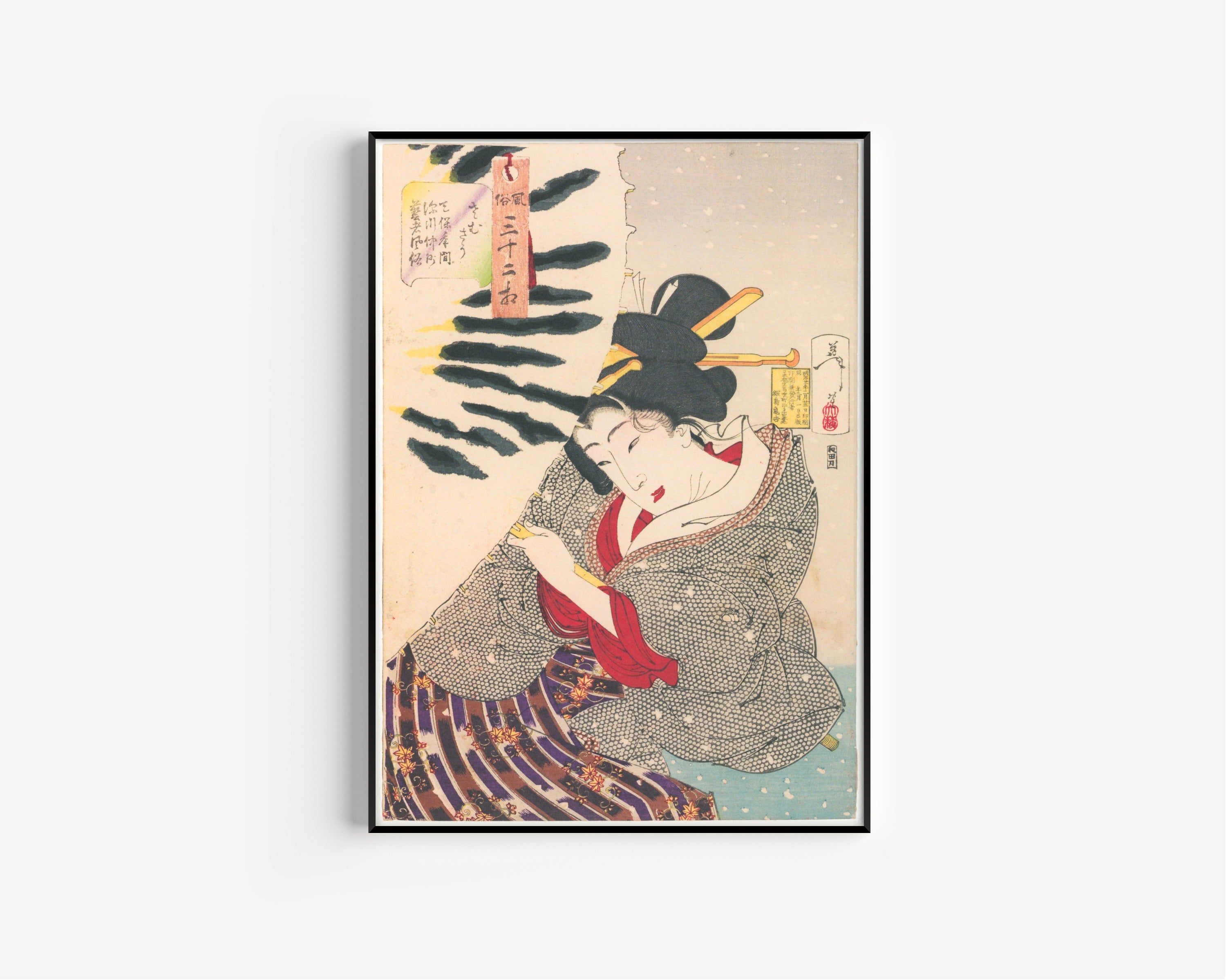 Tsukioka Yoshitoshi — Fūzoku sanjūni sō: Looks Cold (Tenpō-era Fukagawa geisha) | Japanese Woodblock Print (Ukiyo-e)