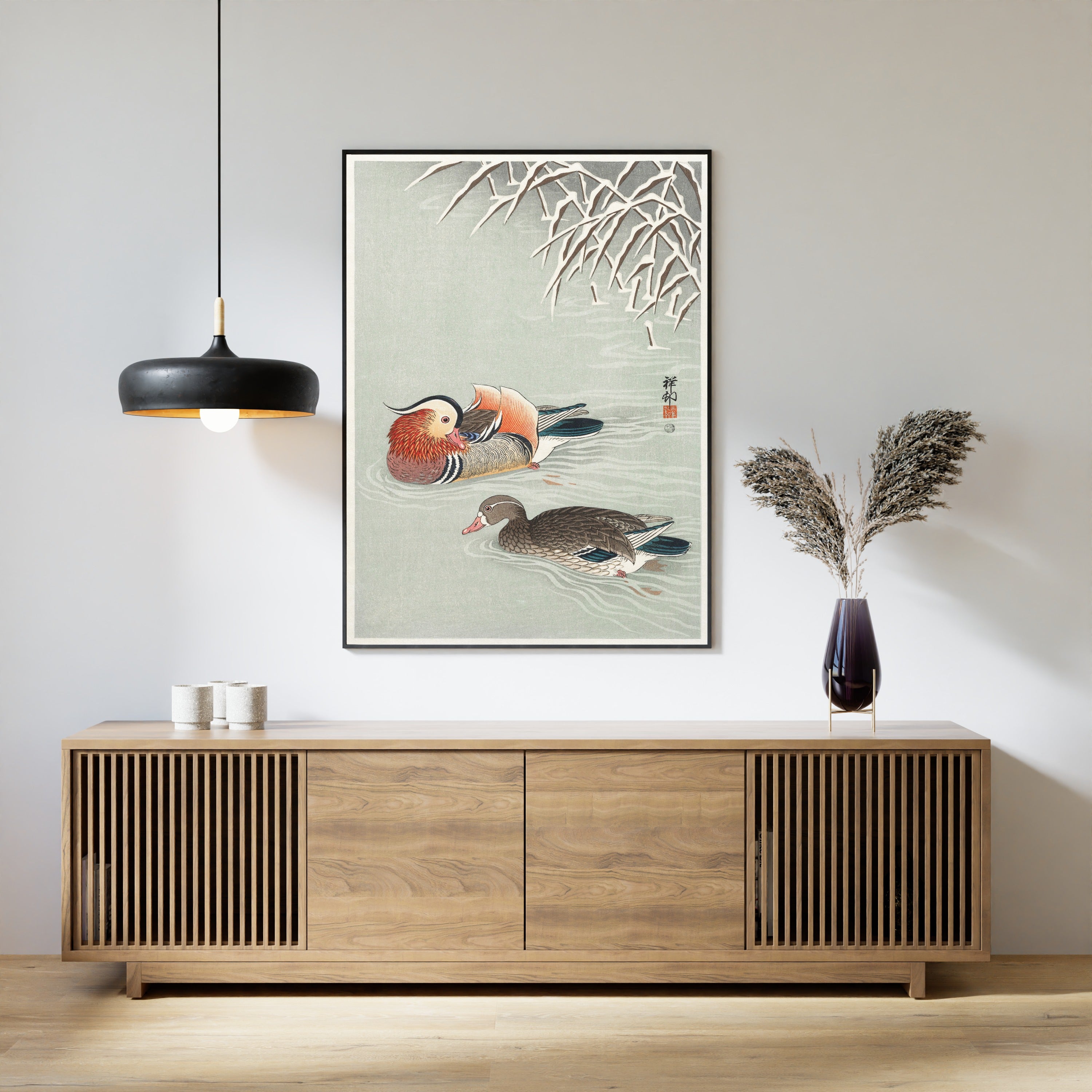 Ohara Koson — Mandarin Ducks | Japanese Bird & Flower Woodblock Print