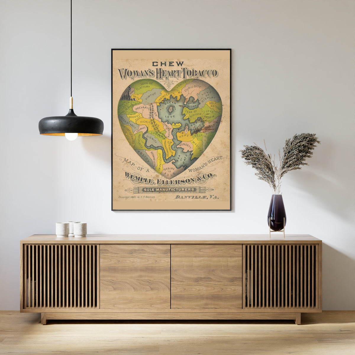 E.P. Beadles — Map of a Woman's Heart | Antique Allegorical Map Print