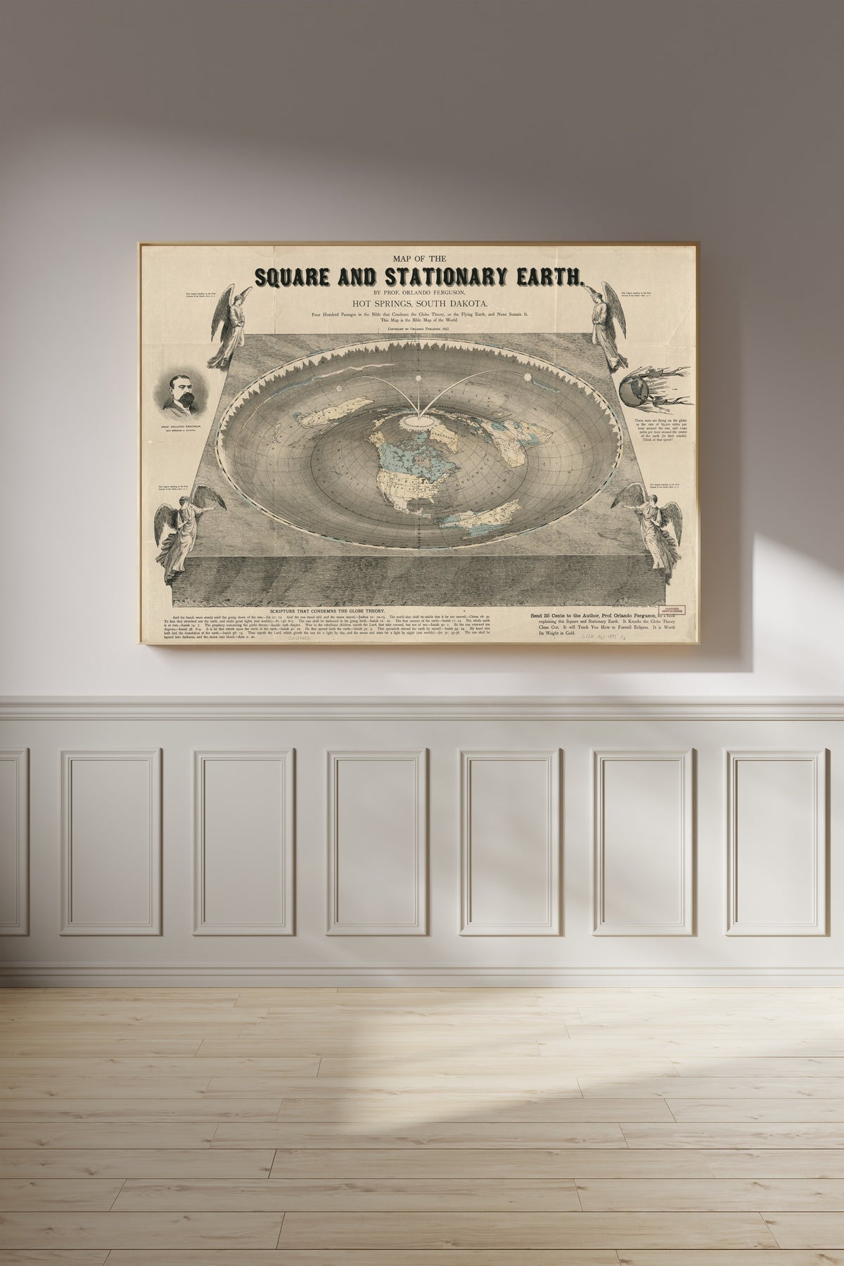 Orlando Ferguson — Map of the Square and Stationary Earth | Antique Flat Earth Map Print