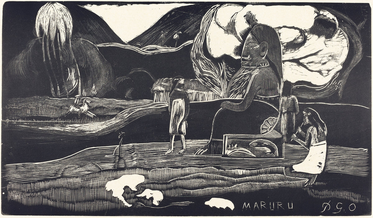 Paul Gauguin — Maruru (Thank You), Black and White | Woodcut Print