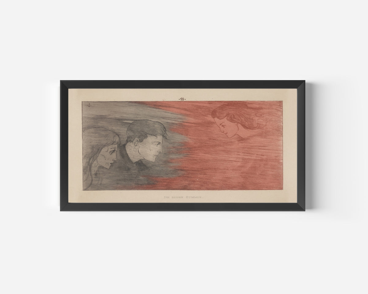 Framed art print of Meine Harmonie: Plate 14 by Joseph Sattler, in a wide black frame on a plain white wall