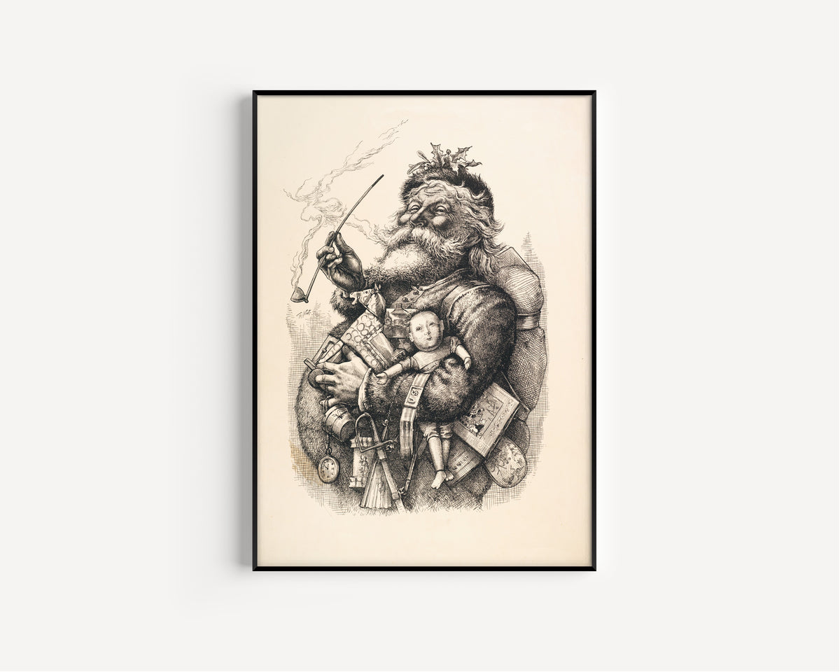 Thomas Nast — Merry Old Santa Claus | Vintage Christmas Print