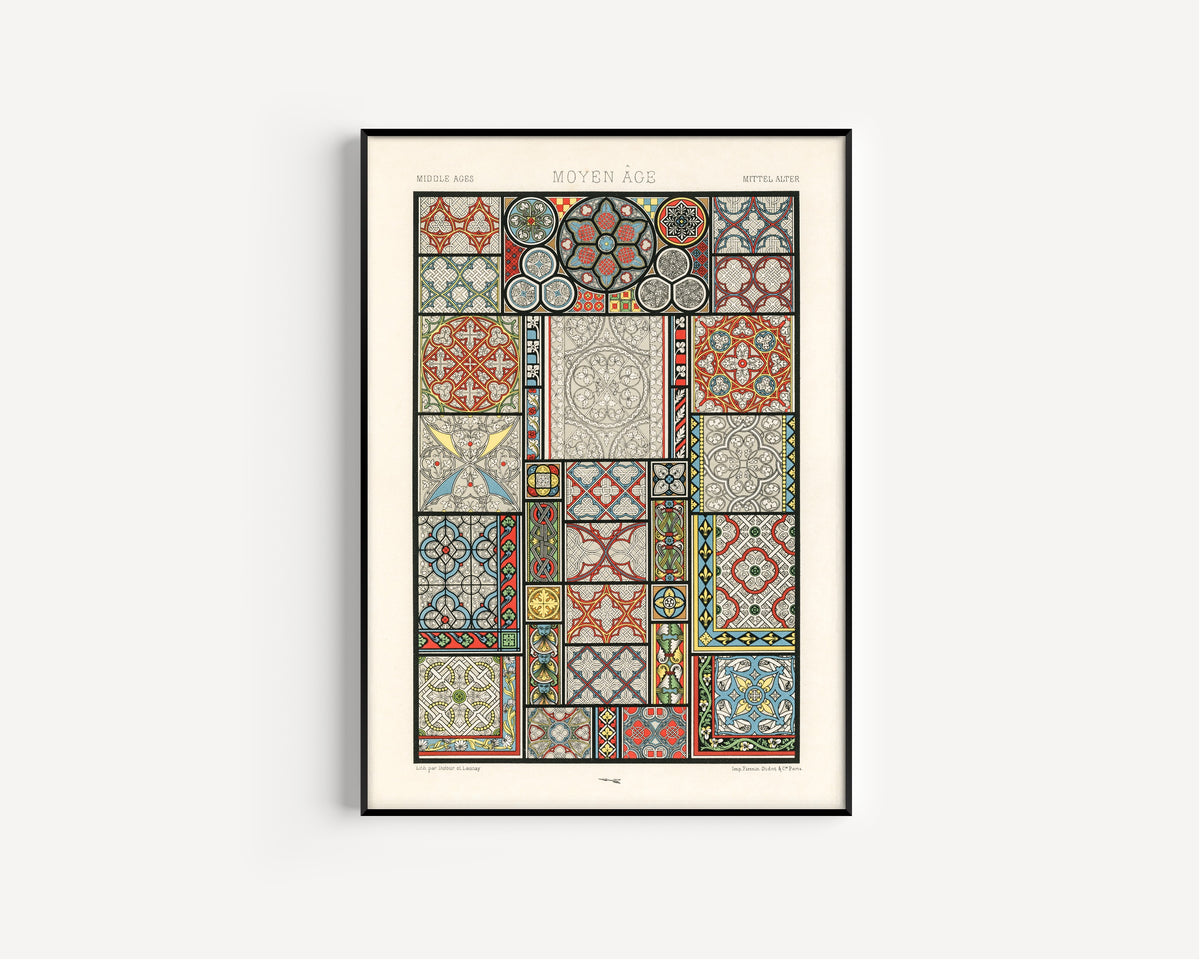 Auguste Racinet — Middle Ages (L'Ornement Polychrome plate) | Chromolithograph Print