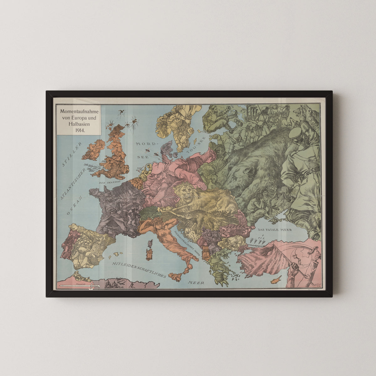 W. Kaspar — Momentaufnahme von Europa und Halbasien 1914 | Satirical Map Print