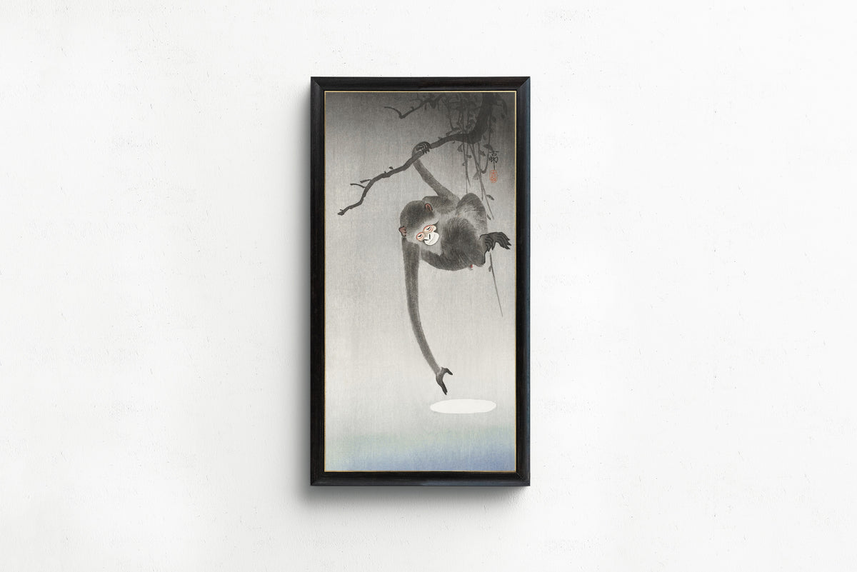 Ohara Koson — Monkey and Reflection of the Moon | Japanese Bird & Flower Woodblock Print