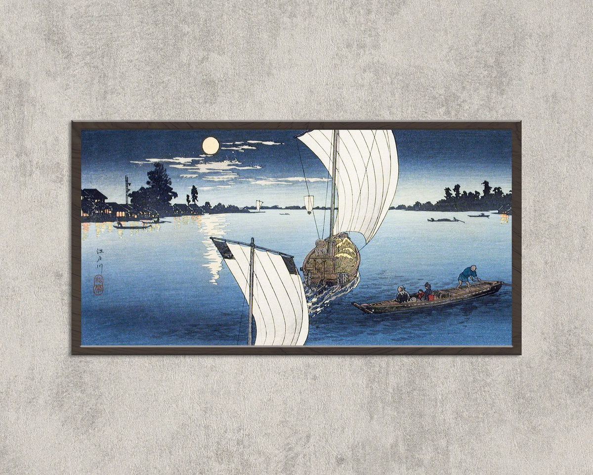 Takahashi Shotei — Moon at Egota, Tokyo | Japanese Woodblock Print (Shin Hanga)