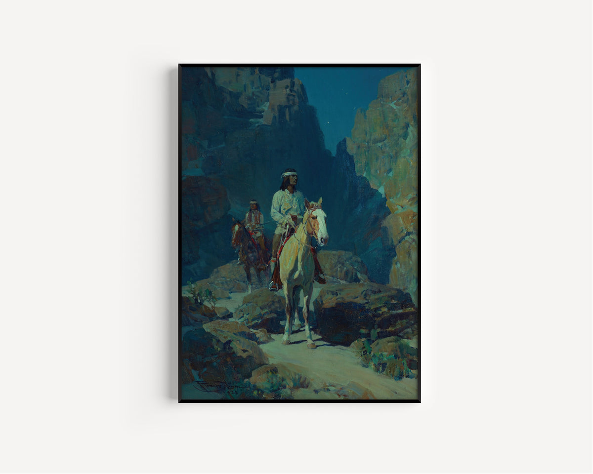 Frank Tenney Johnson — Moonlight in the Canyon | Western Art Print