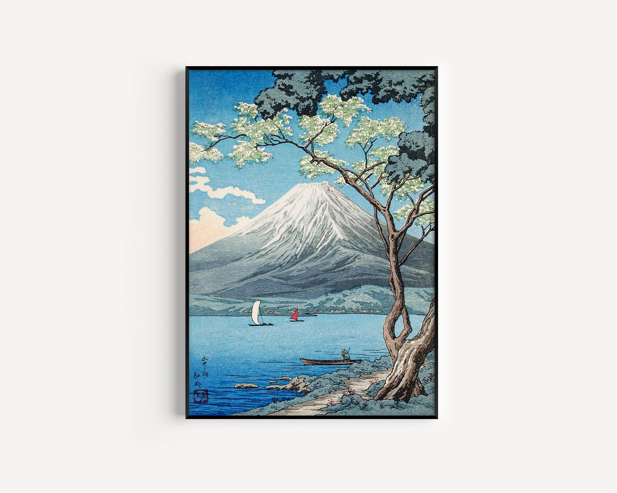 Takahashi Shotei — Mount Fuji from Lake Yamanaka | Japanese Woodblock Print (Shin Hanga)