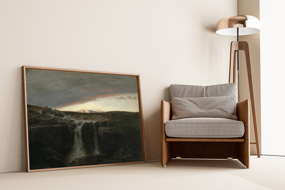 Arnold Böcklin — Mountain Landscape with Waterfall | Landscape Fine Art Print