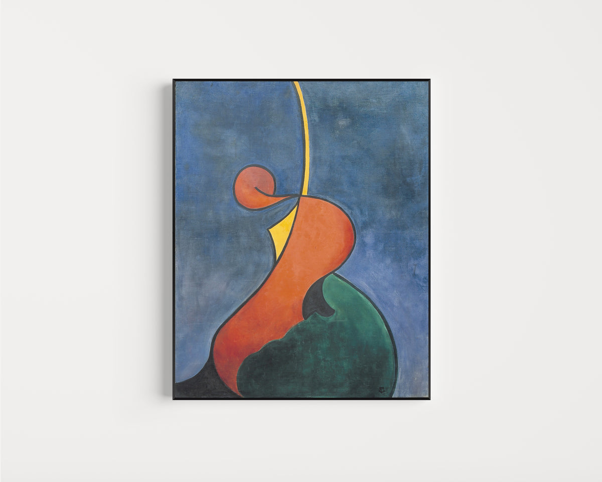 Framed art print of Mouvement héroïque by Theo van Doesburg, in a slim black frame on a plain white wall