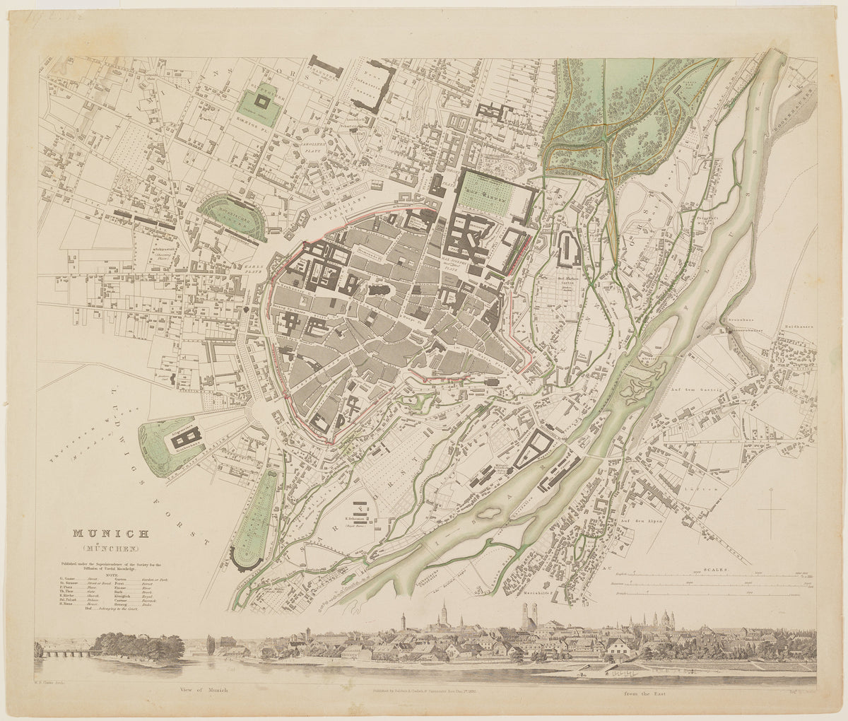 Society for the Diffusion of Useful Knowledge — Munich | Antique City Plan Print