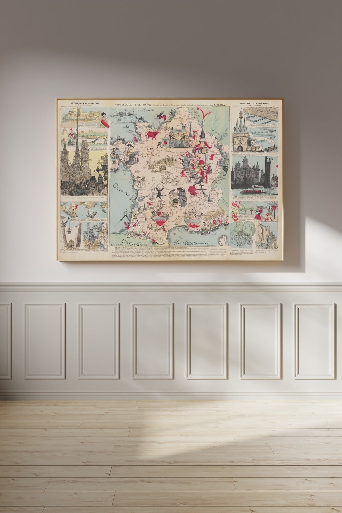 Albert Robida — New Map of France, After the Latest Discoveries of the Scientists and Explorers | Satirical Map Print