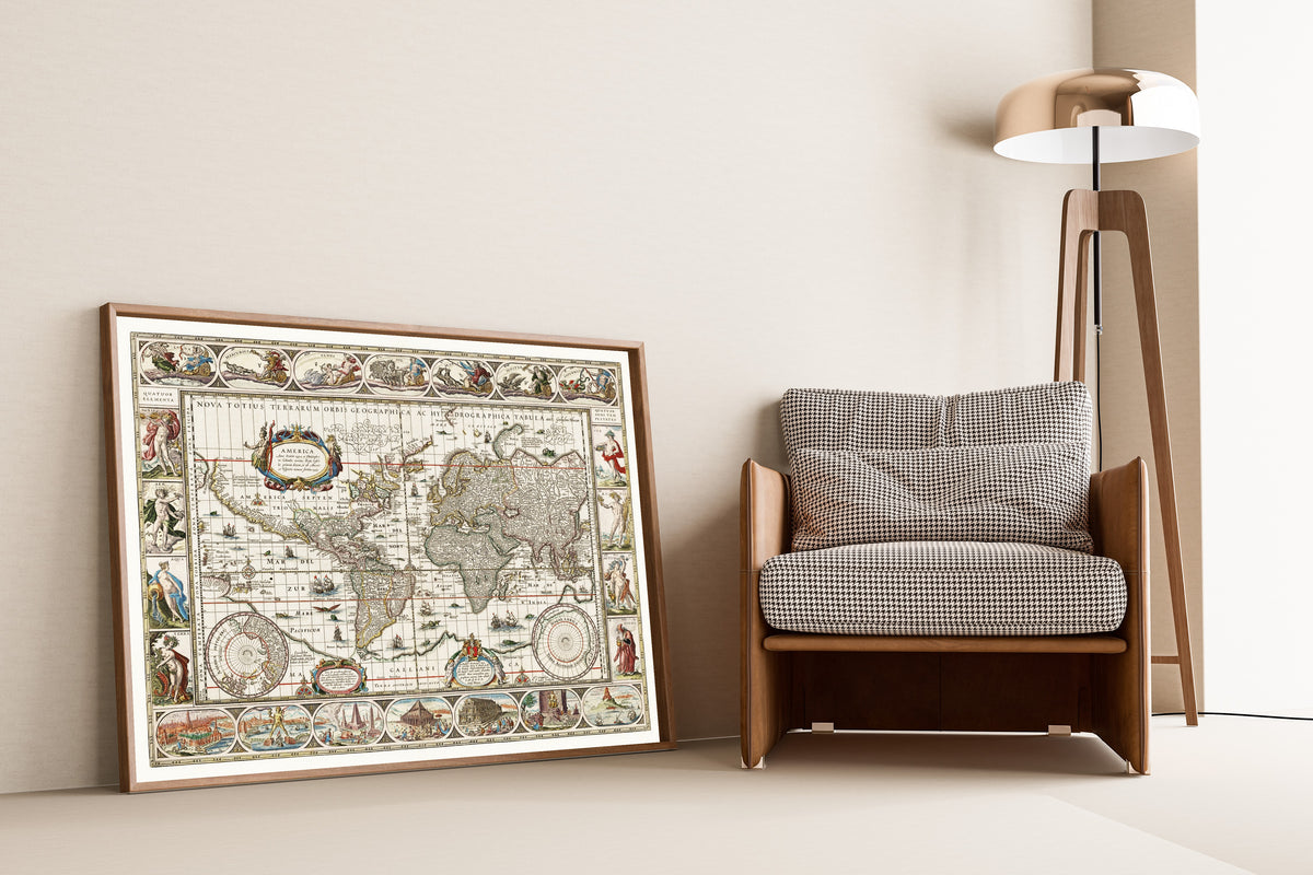 Willem Janszoon Blaeu — Nova Totius Terrarum Orbis Geographica ac Hydrographica Tabula | Antique World Map Print