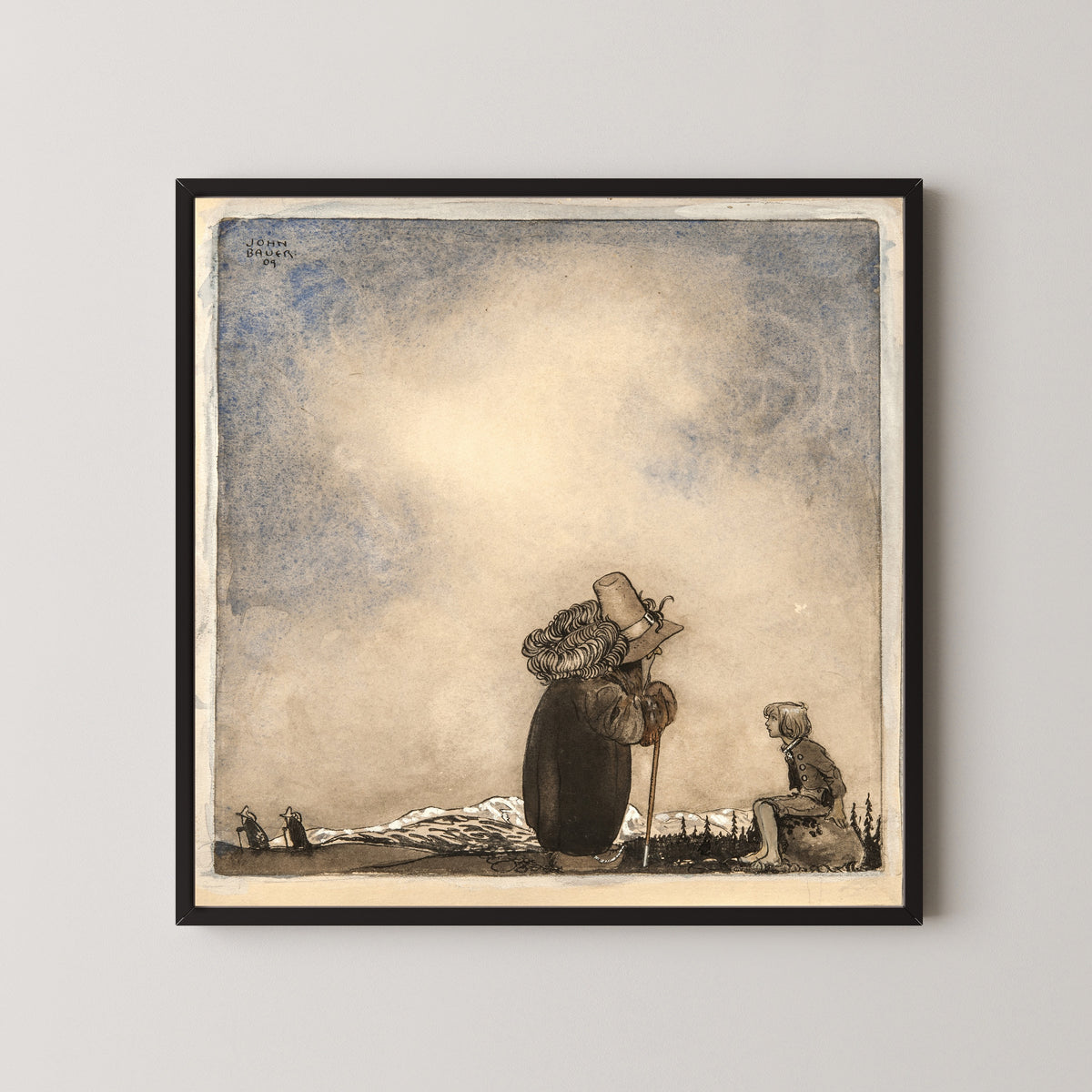John Bauer — Old Man Talking to a Boy | Fairy Tale Illustration Print