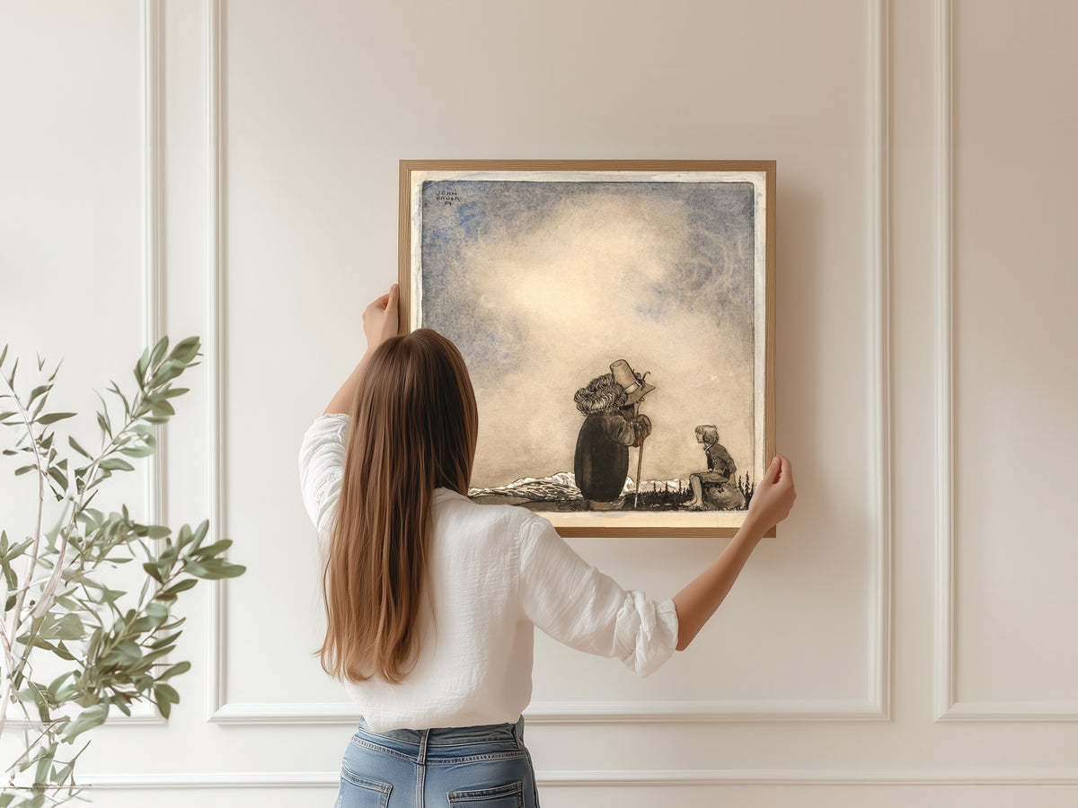 John Bauer — Old Man Talking to a Boy | Fairy Tale Illustration Print
