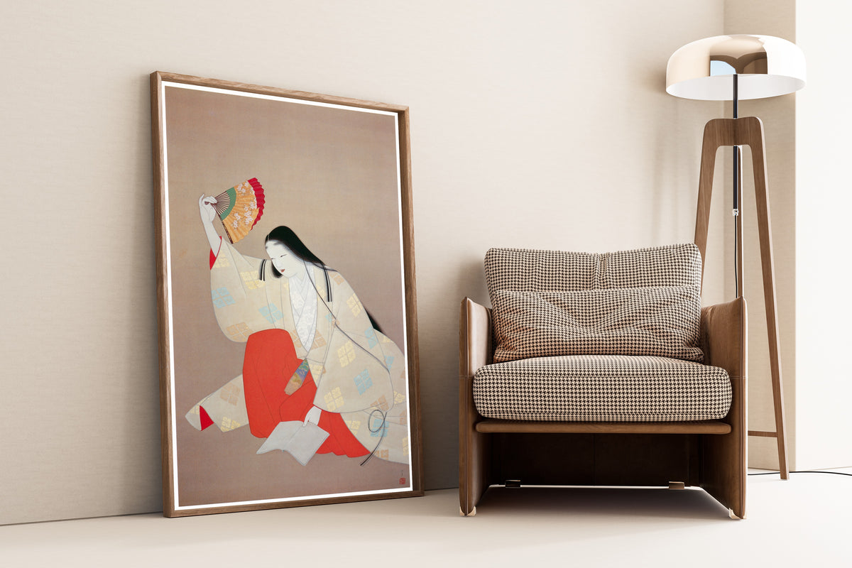 Ono no Komachi by Uemura Shōen — shown framed on a wall