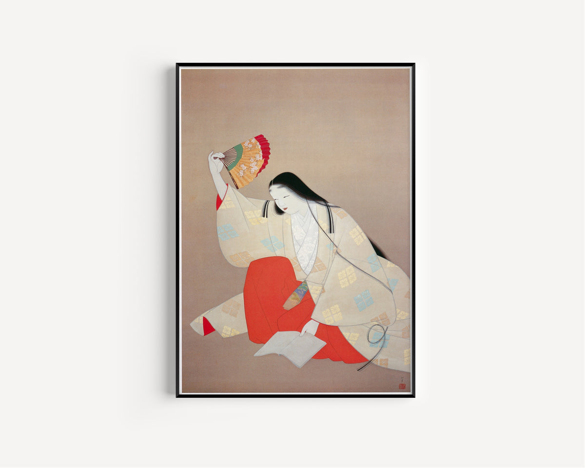 Ono no Komachi by Uemura Shōen — shown framed on a wall
