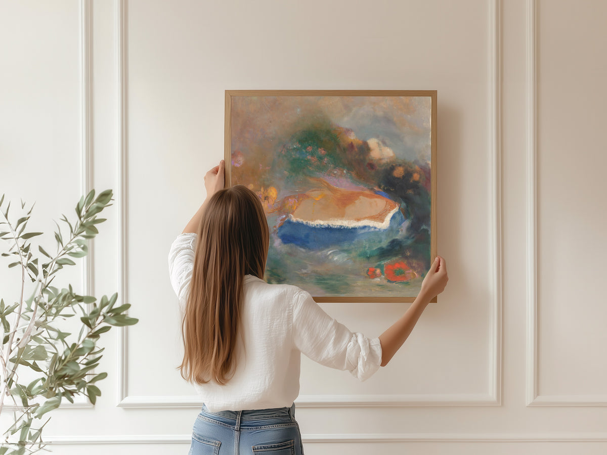 Odilon Redon — Ophélie, la cape bleue sur les eaux (Ophelia with a Blue Wimple in the Water) | Symbolist Art Print