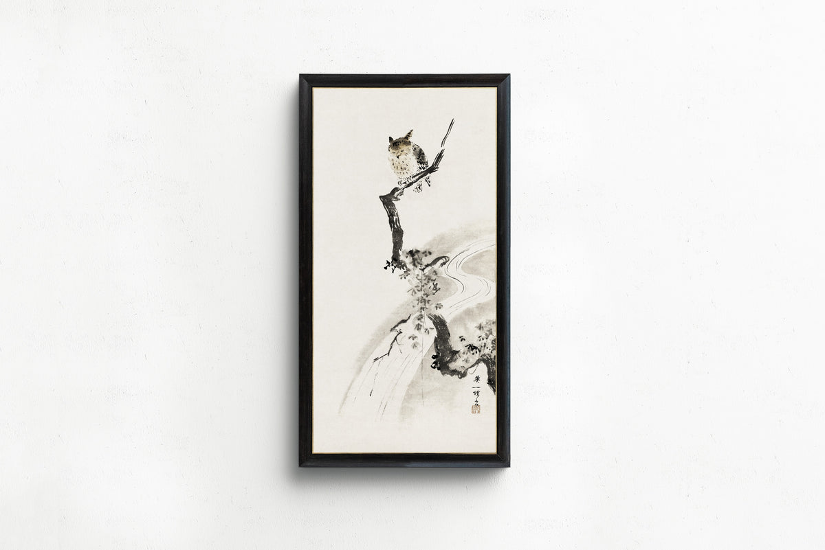 Hanabusa Itchō — An Owl Perched in a Tree | Japanese Ink Painting Art Print