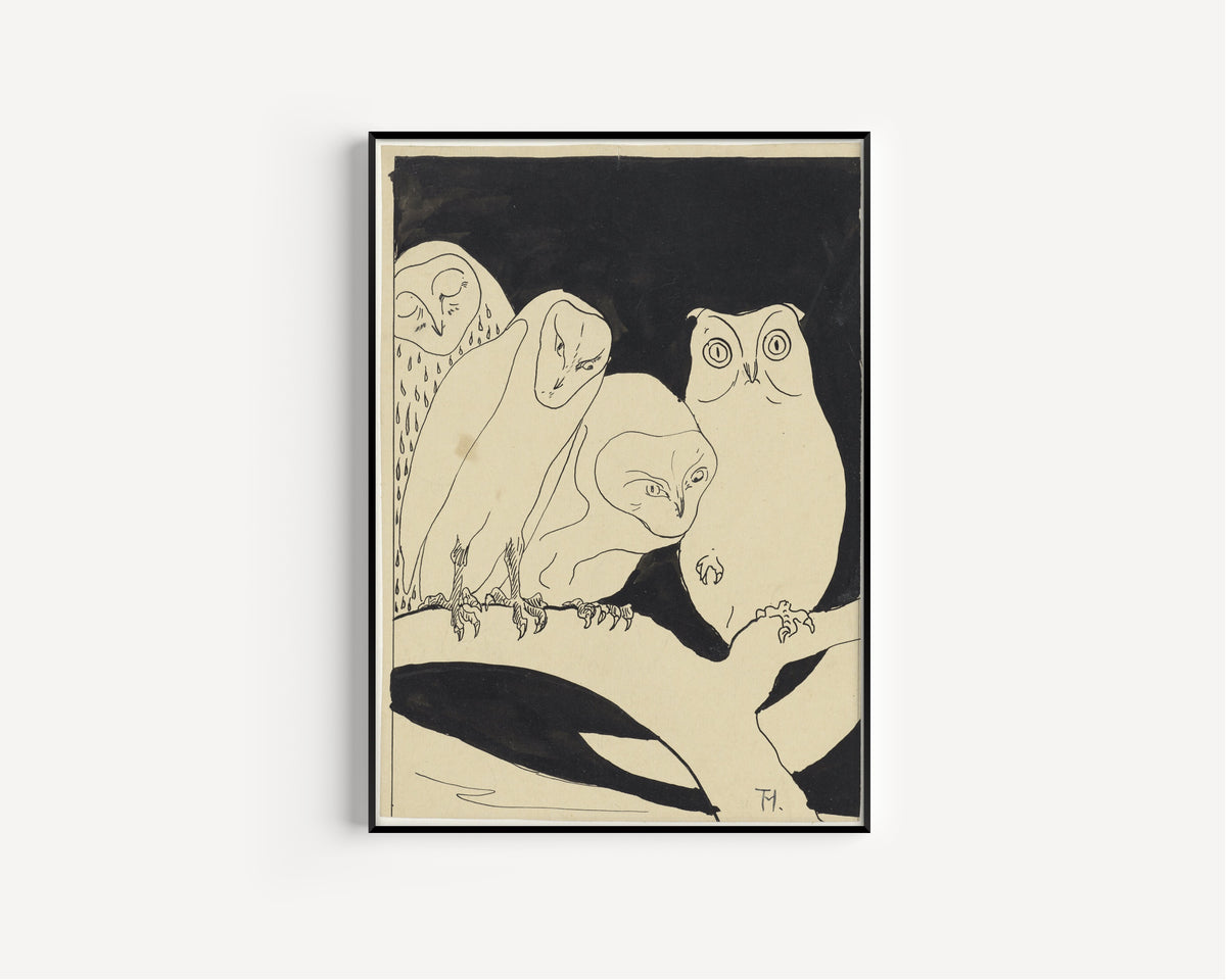 Theo van Hoytema — Owls on a Branch | Art Nouveau Print