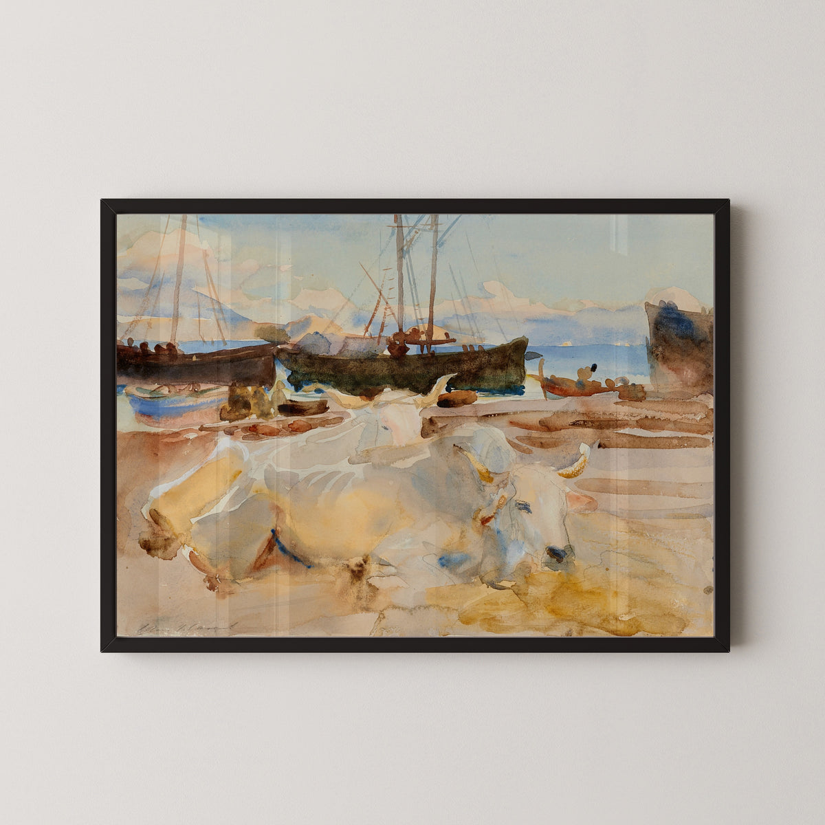 John Singer Sargent — Oxen on the Beach at Baia | Fine Art Print