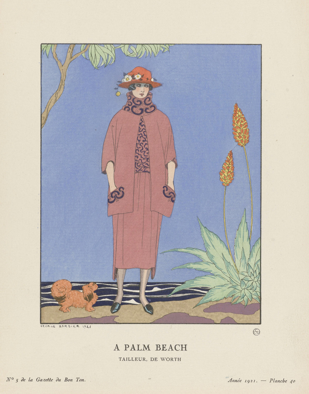 George Barbier — À Palm Beach, tailleur de Worth | Art Deco Fashion Print