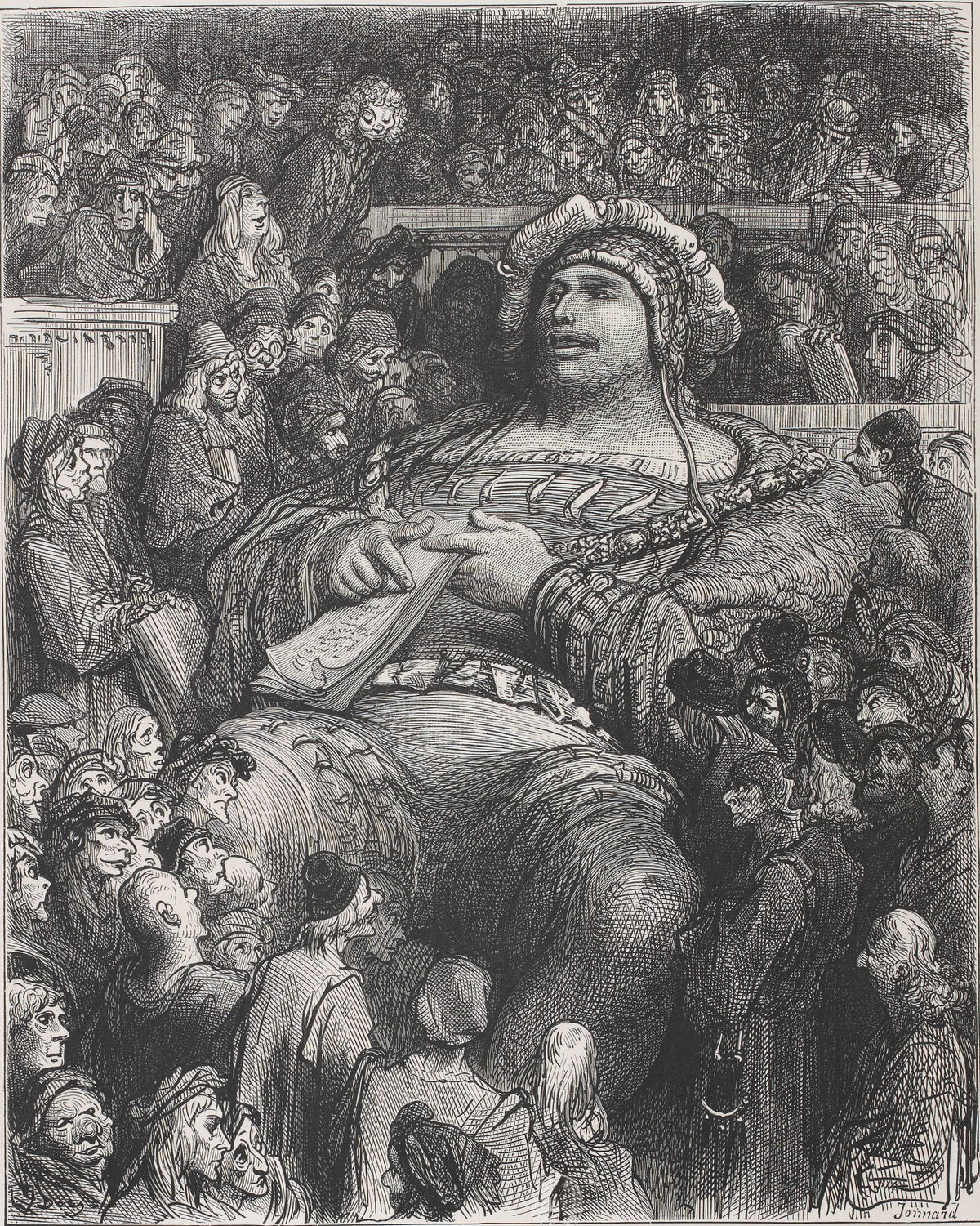 Gustave Doré — Pantagruel Debates the Scholars | Wood Engraving Print