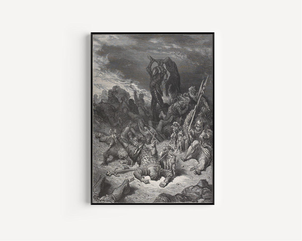 Gustave Doré — Pantagruel Seizes Loup Garou by the Feet | Wood Engraving Print