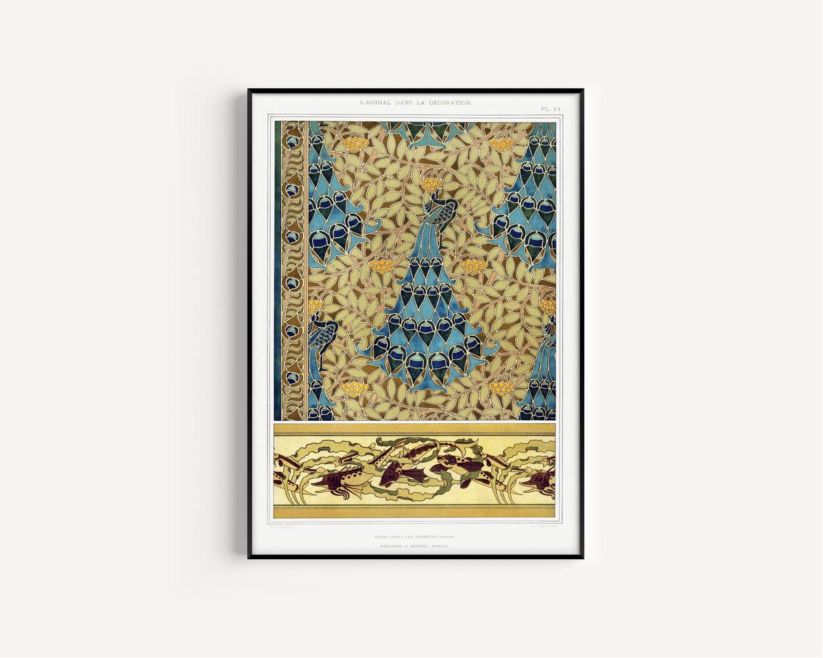 Maurice Pillard Verneuil — Paons dans les Sorbiers (Peacocks in the Rowans), Plate 21 | Ornament Plate Print