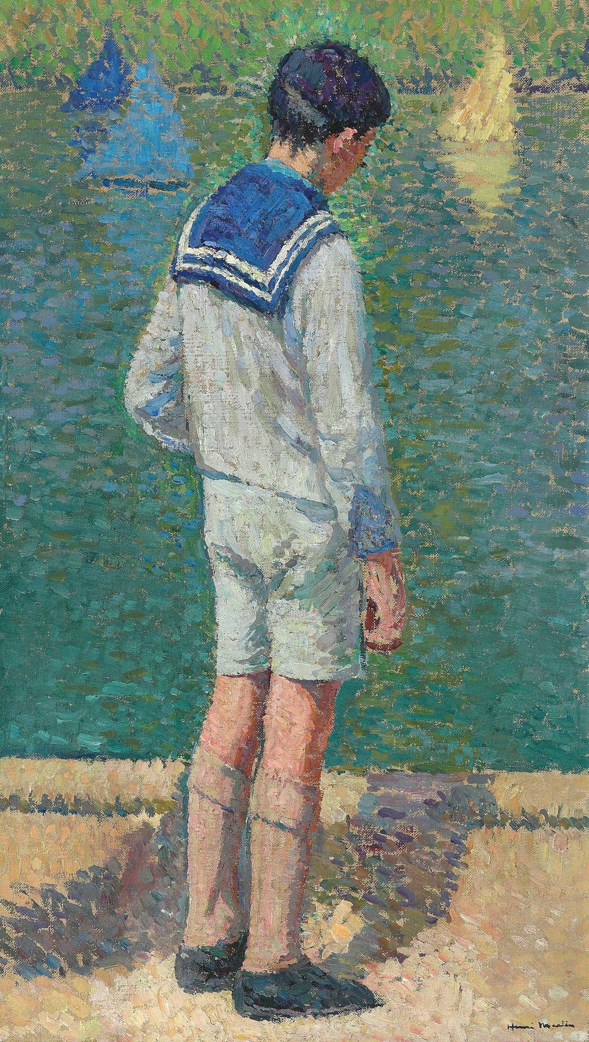 Henri Martin — Petit garçon au bord du bassin du Jardin du Luxembourg à Paris | Pointillist Portrait Print