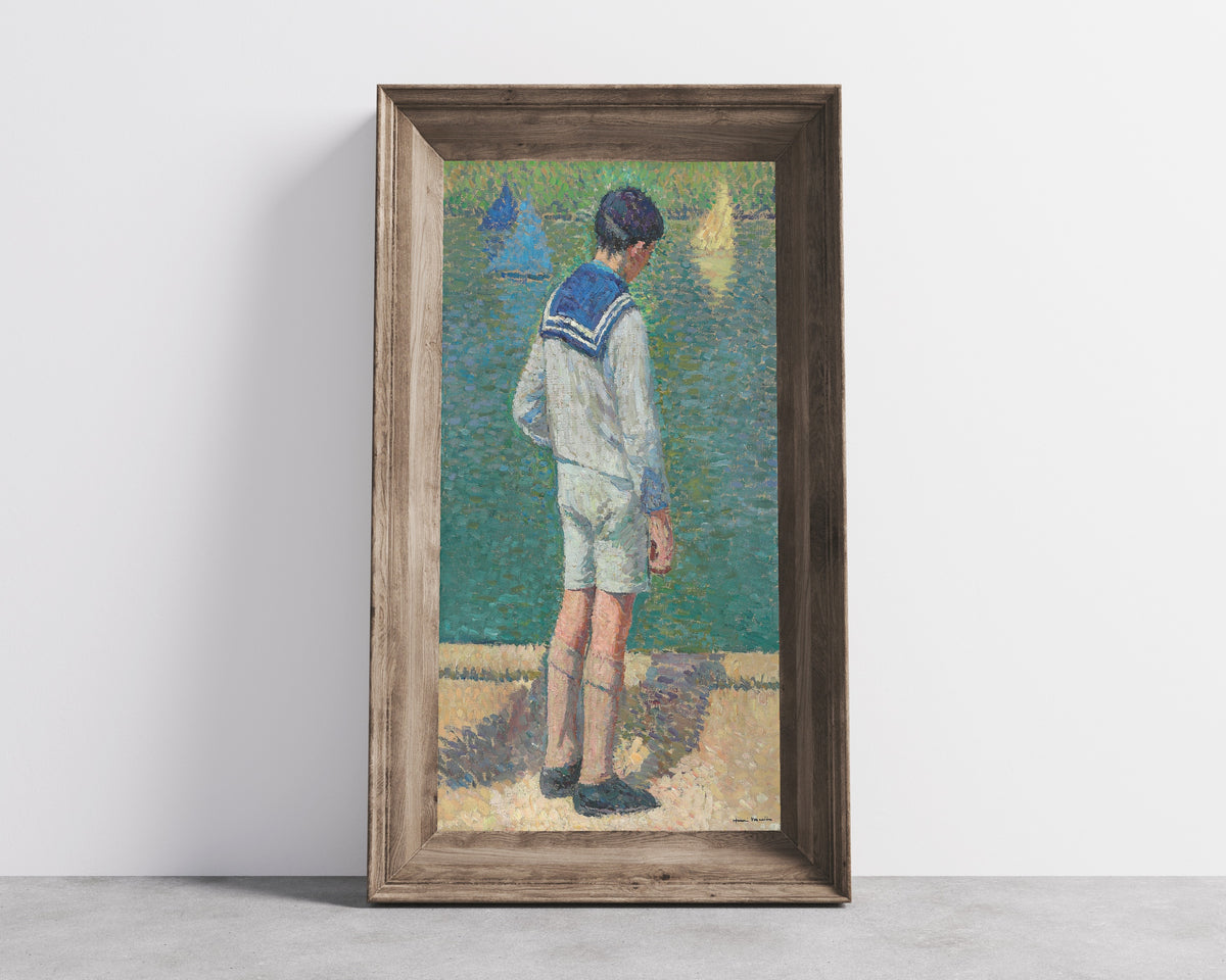 Henri Martin — Petit garçon au bord du bassin du Jardin du Luxembourg à Paris | Pointillist Portrait Print