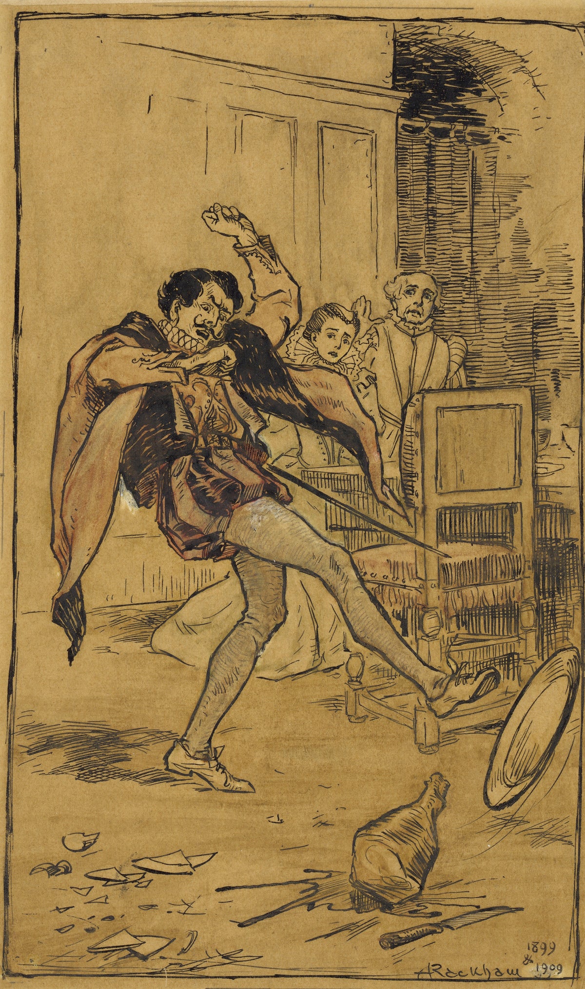 Arthur Rackham — Petruchio Throws the Meat About the Floor | Shakespeare Illustration Print