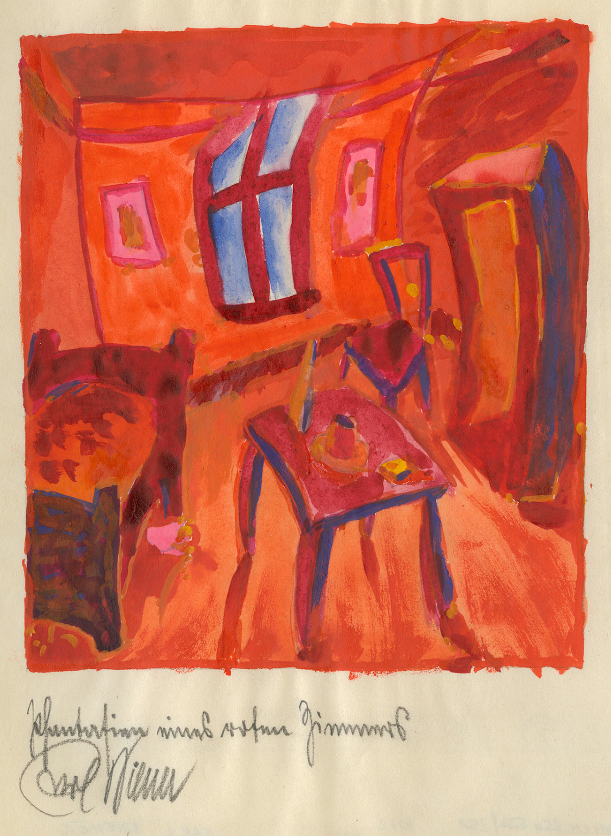 Karl Wiener — Phantasien eines roten Zimmers (Fantasies of a Red Room) | Expressionist Art Print