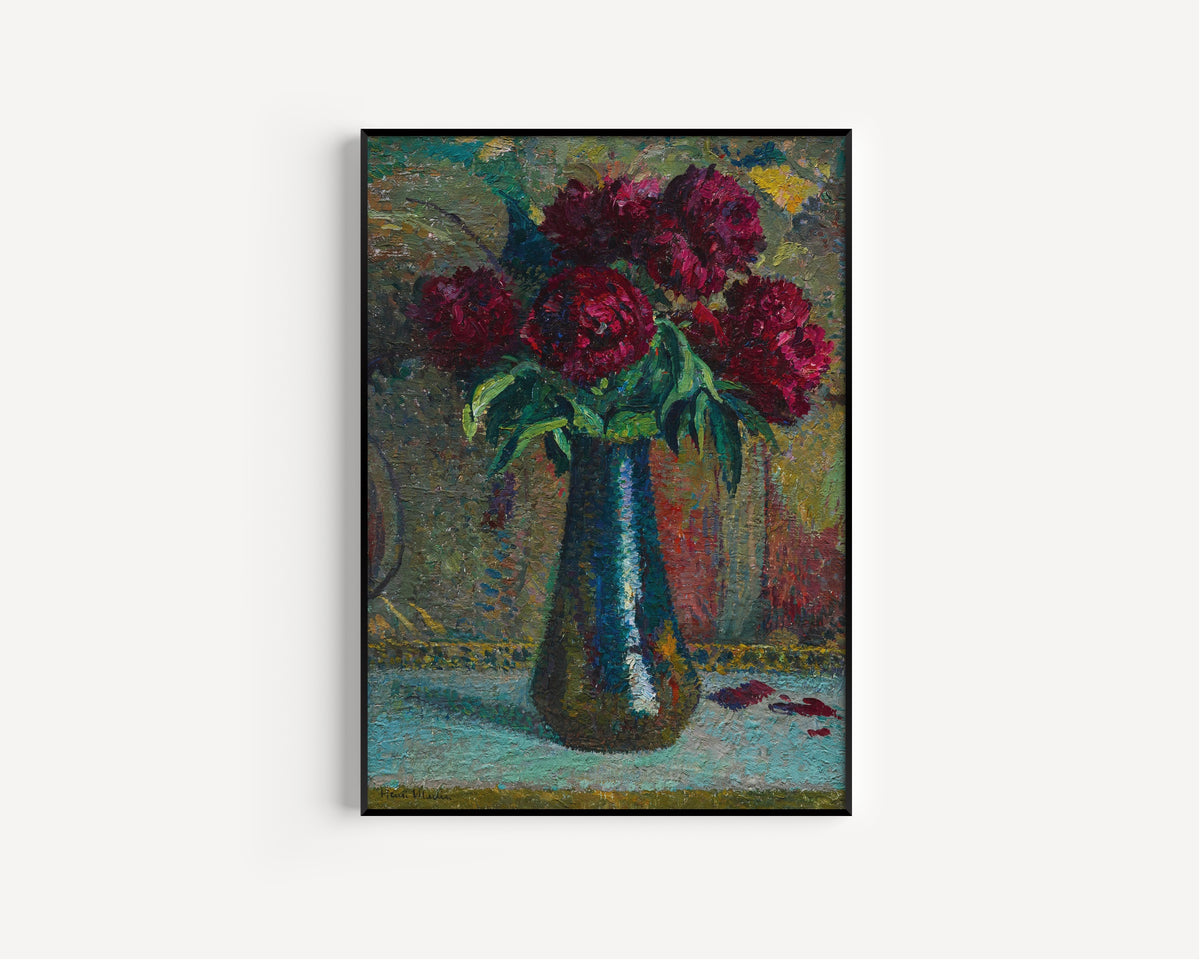 Henri Martin — Pivoines rouges dans un vase Dalpayrat | Pointillist Still Life Print