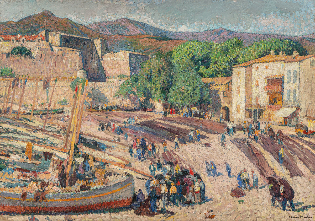 Henri Martin — Port de Collioure, le séchage des filets | Pointillist Landscape Print