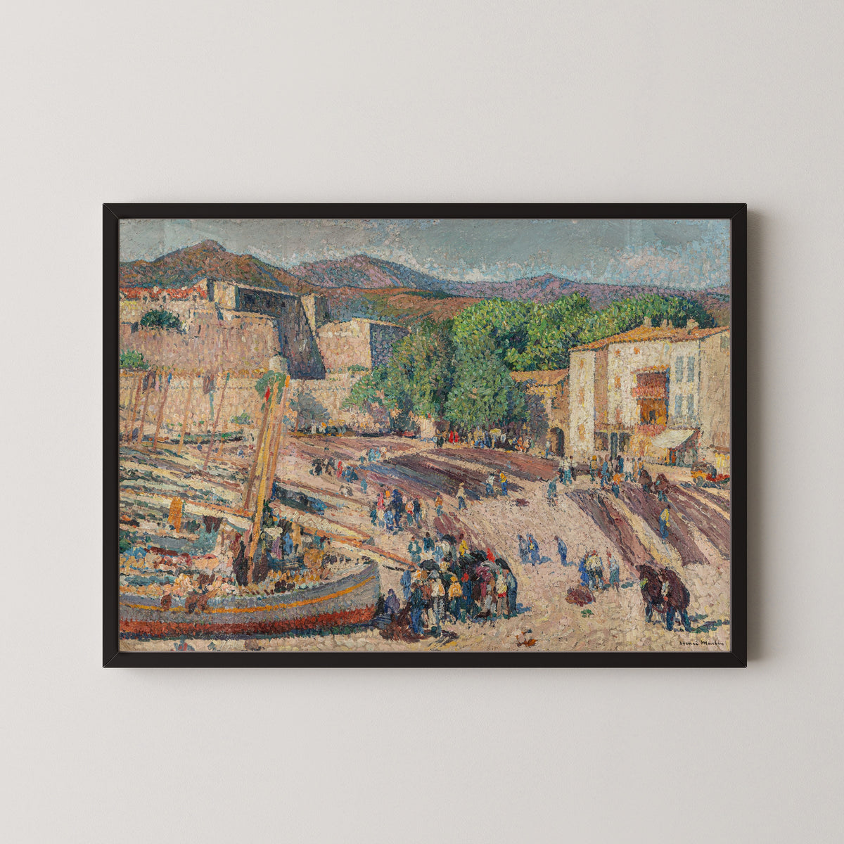 Henri Martin — Port de Collioure, le séchage des filets | Pointillist Landscape Print