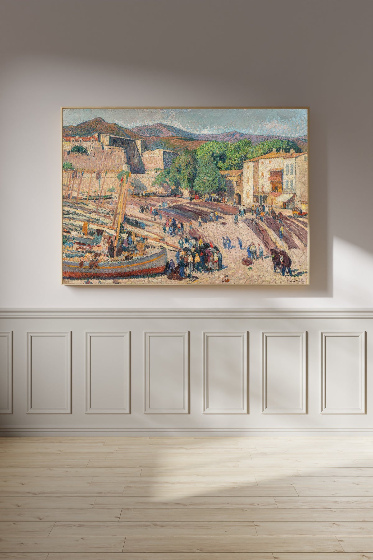 Henri Martin — Port de Collioure, le séchage des filets | Pointillist Landscape Print