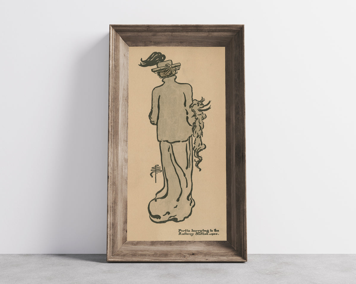 Pamela Colman Smith — Portia Hurrying to the Railway Station | Illustration Art Print