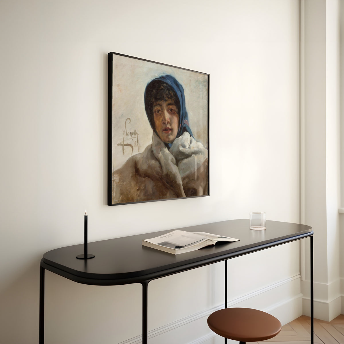 Joaquín Sorolla — Portrait of a Woman in a Blue Headscarf | Fine Art Print