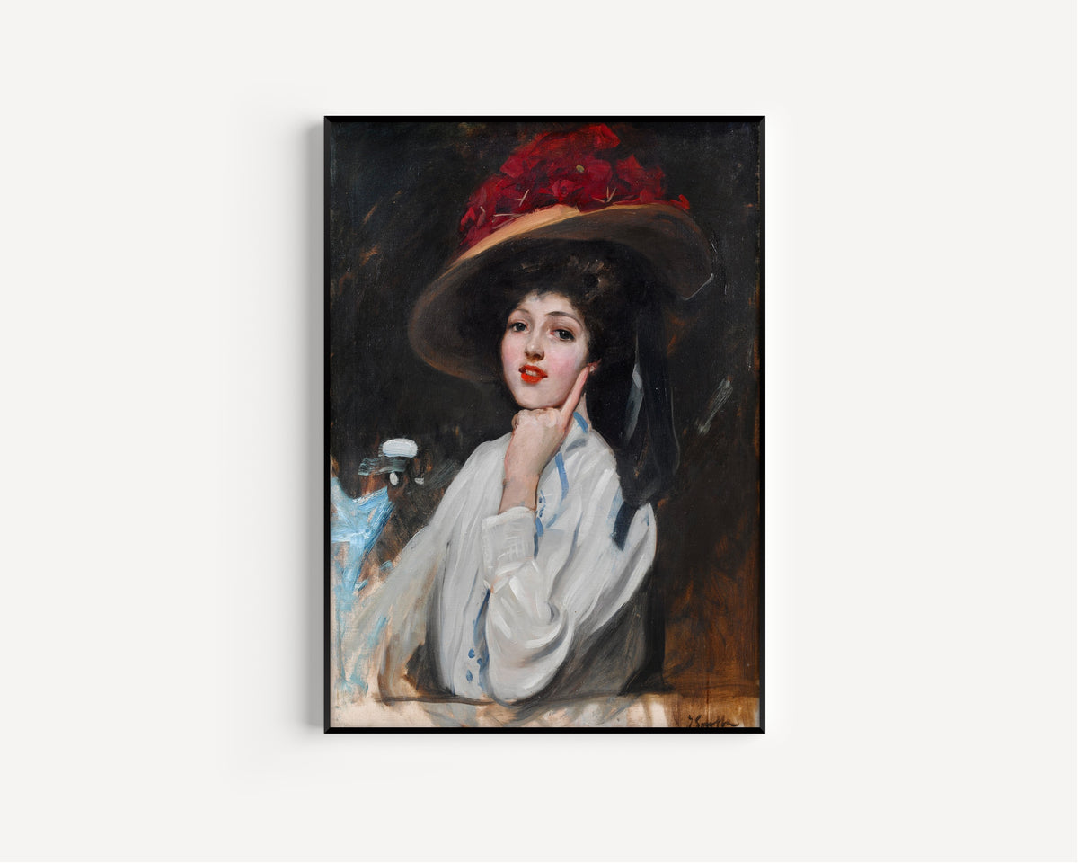 Joaquín Sorolla — Portrait of a Young Woman in a Hat | Fine Art Print