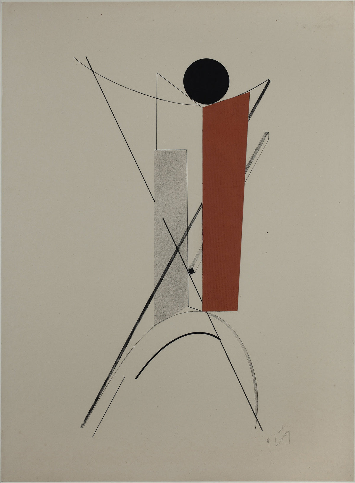 El Lissitzky — Proun Portfolio: Black Disc on a Red Bar | Constructivist Lithograph Print