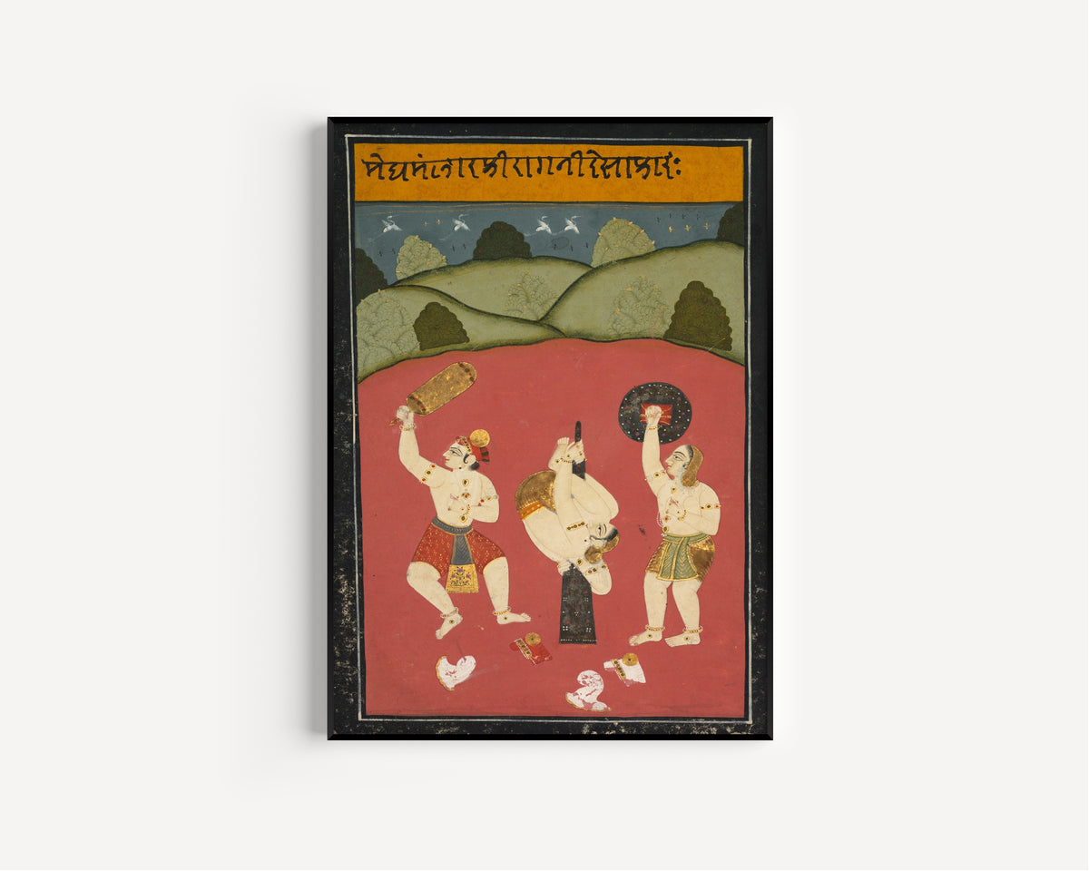 Raghogarh school — Ragini Desakh of Meghamalhar | Indian Miniature Painting Print
