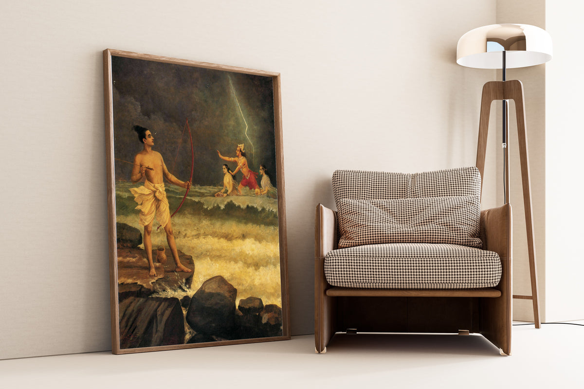 Raja Ravi Varma — Rama Threatens the Ocean God Varuna | Fine Art Print