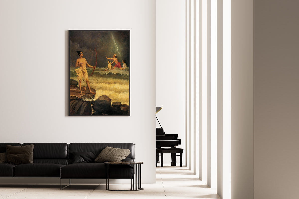 Raja Ravi Varma — Rama Threatens the Ocean God Varuna | Fine Art Print