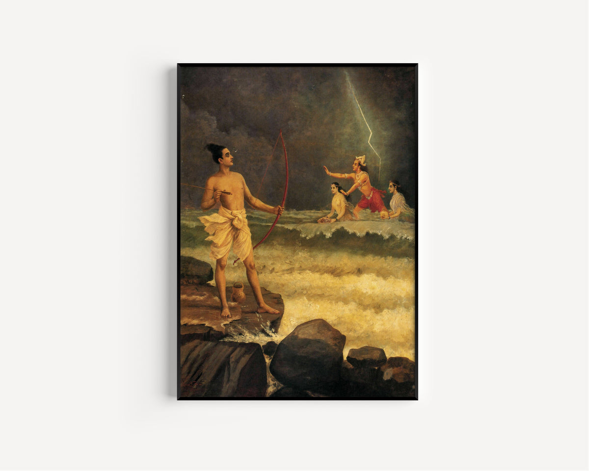 Raja Ravi Varma — Rama Threatens the Ocean God Varuna | Fine Art Print