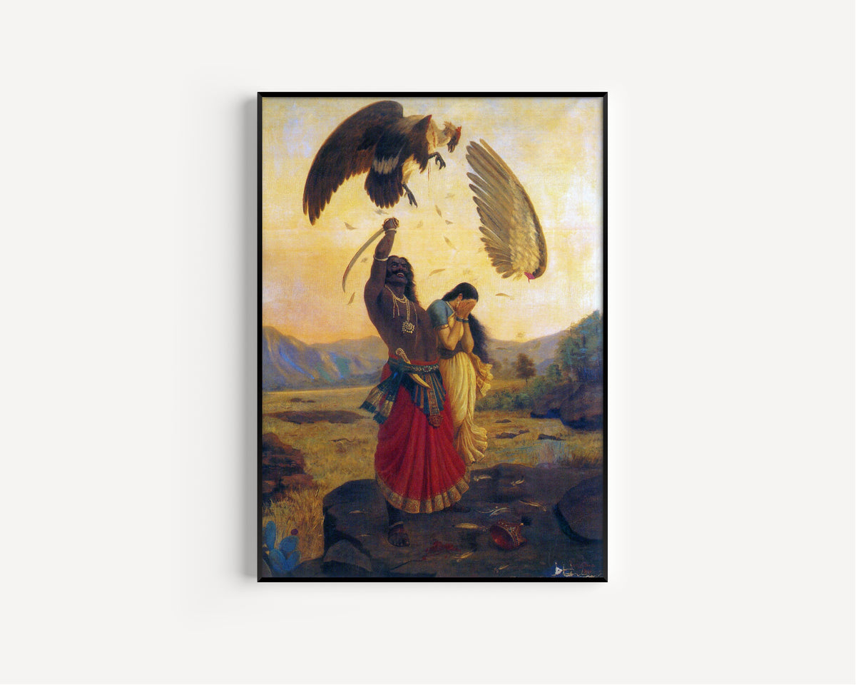 Raja Ravi Varma — Ravana Carrying Off Sita and Opposed by Jatayu | Fine Art Print