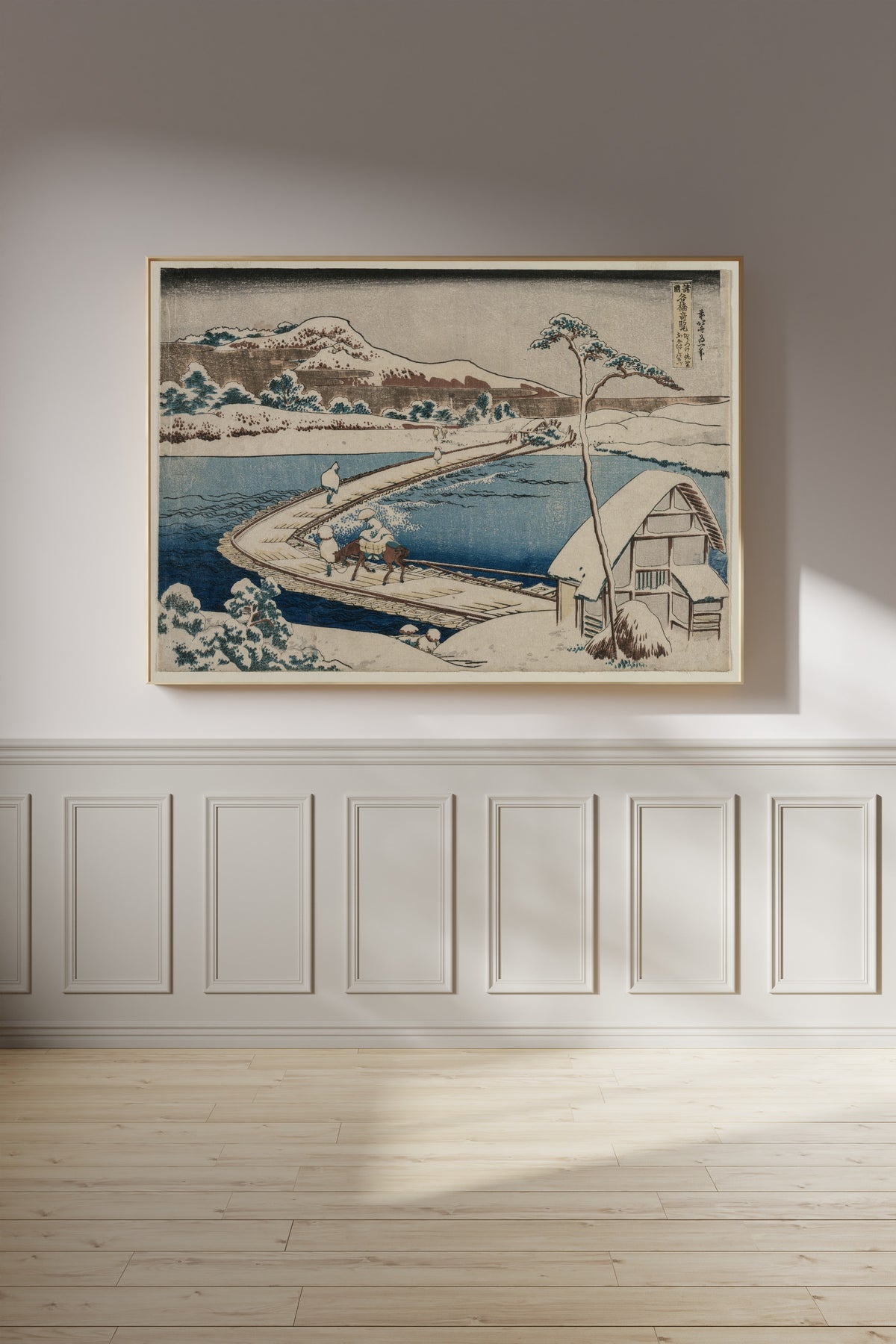Katsushika Hokusai — Remarkable Views of Bridges in Various Provinces: An Ancient Picture of the Boat Bridge at Sano in Kozuke Province | Japanese Woodblock Print (Ukiyo-e)